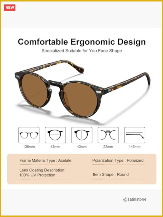 Polarized Acetate Frame Sunglasses UV400 Protection Anti Glare main image 6